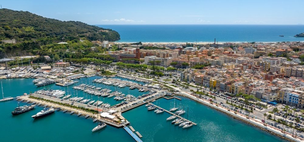Aerial,View,Of,The,Gaeta,Port,,Overlooking,The,Mediterranean,Sea.
